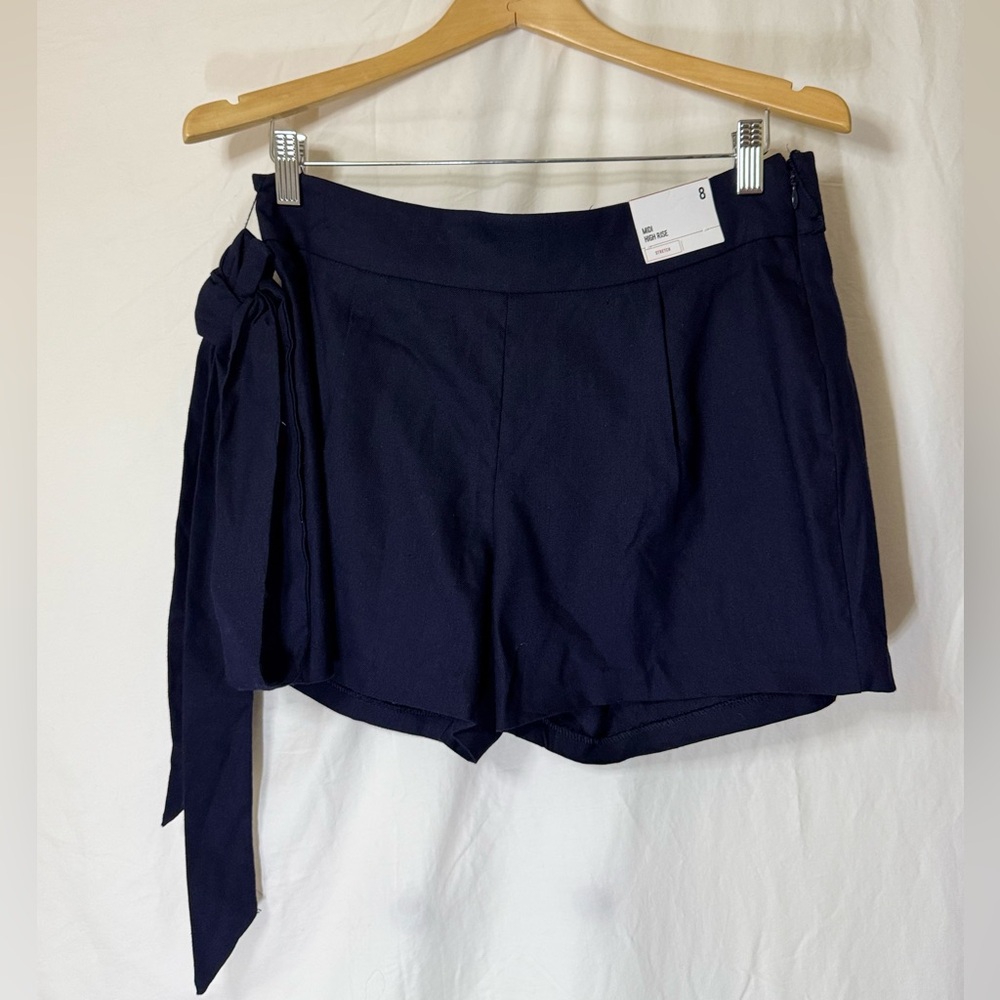 Express Blue Skorts with Elegant Side Tie